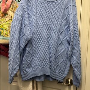 Blue Cable Knit Sweater